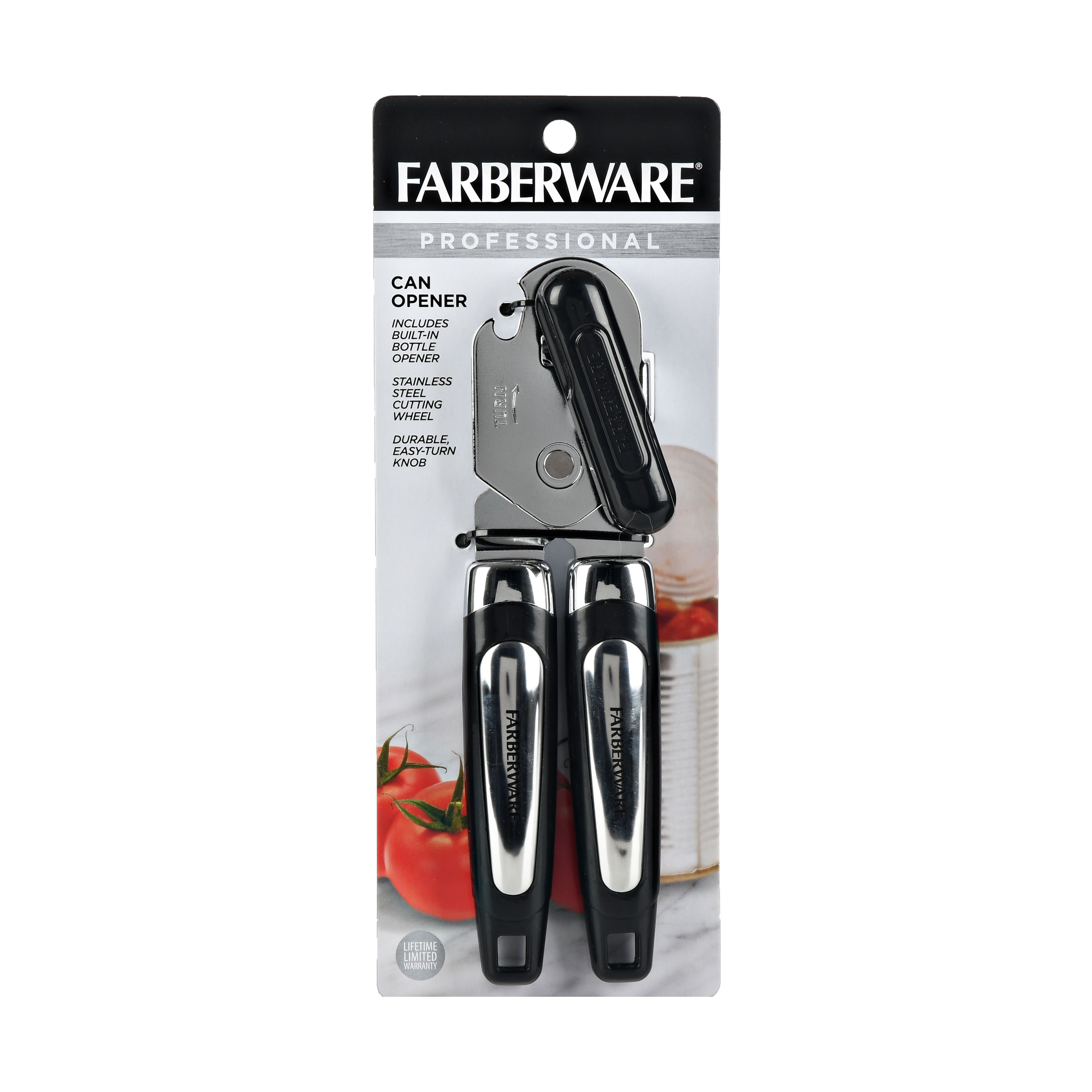 Farberware Professional Can Opener with Built In Bottle Opener, Black ...