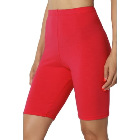 Red Activewear - TheMogan Women's PLUS Mid Thigh Stretch Cotton Active Bermuda Under Short Leggings