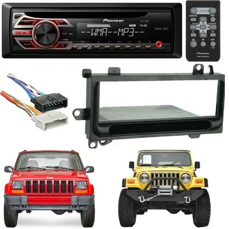 Pioneer DEH-150MP Single DIN Car Stereo With MP3 Playback Metra 99-6700 Single DIN Installation Kit for Select 1974-03 Chrysler/Dodge/Jeep With Wire