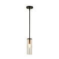 thumbnail image 2 of Kenroy Home Caulford 5'' Pendant Light Fixture with Clear Glass Cylinder Shade for Dining Room, Kitchen Island, Bathroom, Foyer, or Entryway, Black, 2 of 8