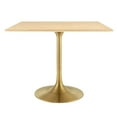 thumbnail image 2 of Modway Lippa 36" Square Wood Grain Dining Table With Gold Metal Base, 2 of 7