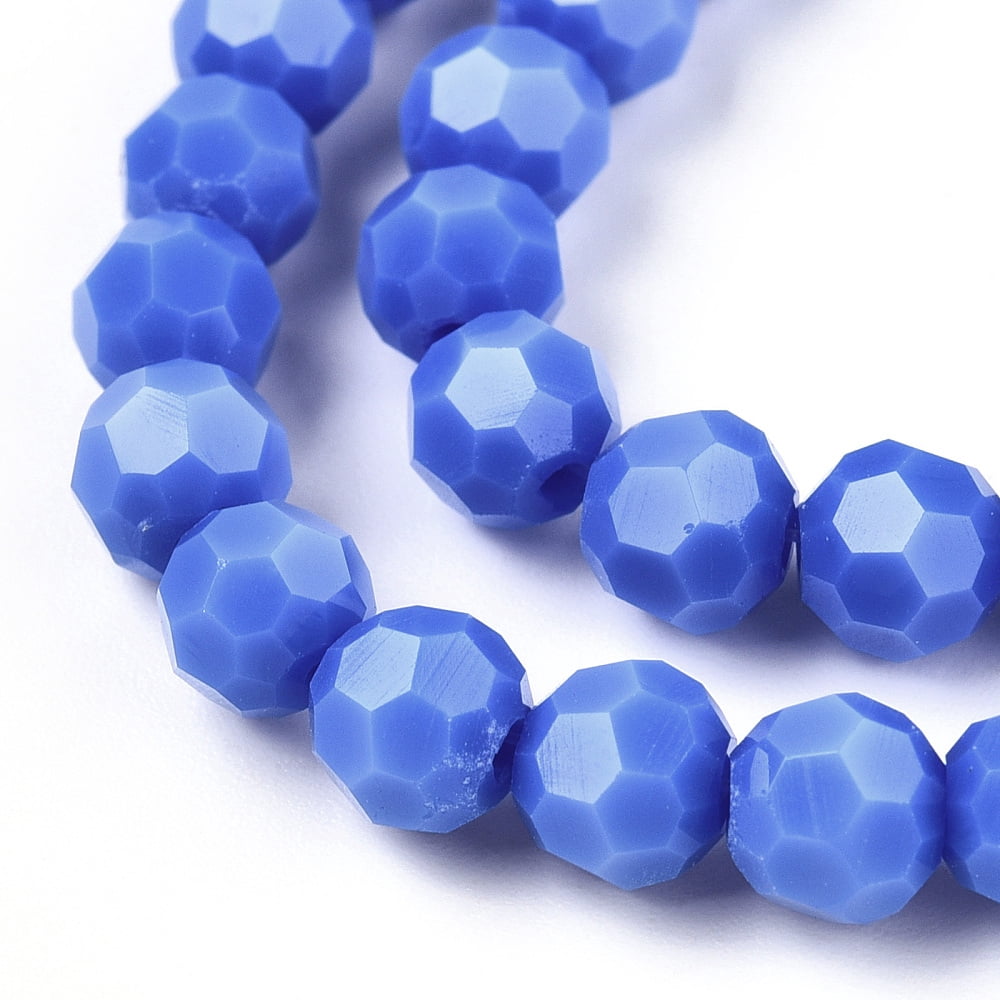 20strands Opaque Glass Beads Stands Faceted(32 Facets) Round Cornflower Blue 6mm Hole: 1mm about 98pcs/strand 20.47''(52cm)