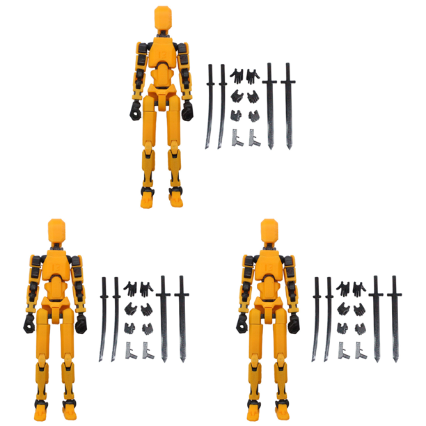1 Juego de maniquí 3D de Robot multiarticulado móvil 13 figura de acción ( ) negro naranja
