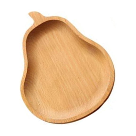 FRCOLOR Khaki Pear Shaped Wooden Plate for Food Storage Safe and Ideal for Cake Snacks Fruit 10.2x7.9 Inches