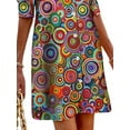 thumbnail image 4 of DYMADE Women Lantern Sleeve Lapel Summer Short Shirt Dress, 4 of 4