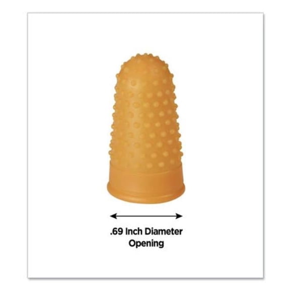 Rubber Fingertip Pads, Amber - Size 12 - Large - Pack of 12