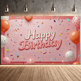 thumbnail image 5 of Pink Background Happy Birthday Banner with Balloons and Confetti Party Decorations Photography Props for Birthday Party Celebrations Event Decor Backdrop, 5 of 8
