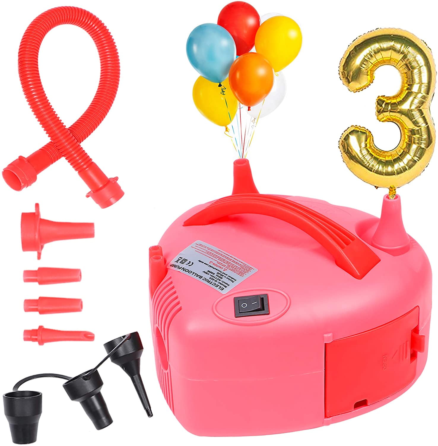 Electric Air Balloon Pump 7 Nozzles Inflator Blower for Party Decorations, Foil Balloons, Swim