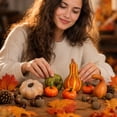 thumbnail image 4 of Fall Decorations Fall Pumpkins Set with Pinecones Acorns Maple Leaves Artificial Harvest Centerpieces for Thanksgiving Home Table Mantel Decor,B, 4 of 4