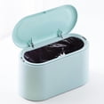 thumbnail image 3 of YOSADIER Blue Desktop Trash Can with Pop Up Lid for Office Countertop Plastic Waste Container, 3 of 8