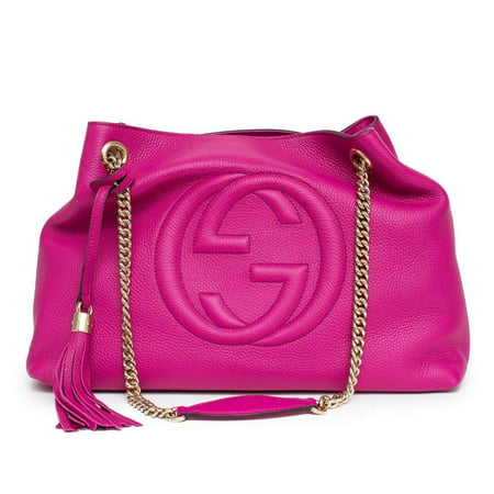 Gucci - Gucci Soho Leather Shoulder Bag Pink Bright Bouganvillia Leather Handbag - www.semadata.org
