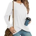 thumbnail image 4 of Annhoo Womens Long Sleeve Tops Elegant Cross Front Round Neck Shirts Fall Casual Loose Going out Blouses for Leggings, 4 of 7