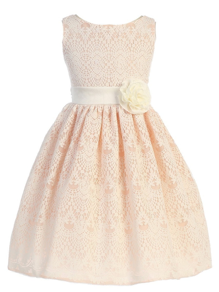 girls peach party dress