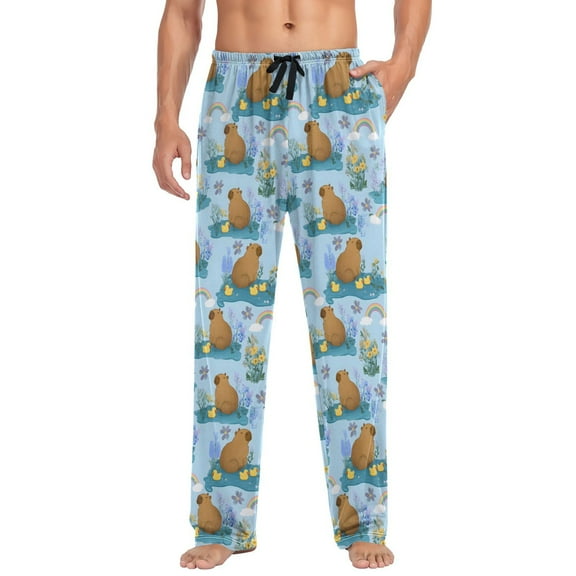 joogoo Men's Pajama Pants Cartoon Duck Capybaras Soft Long Sleep Lounge Pjs Bottoms L