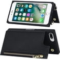 thumbnail image 5 of Crossbody Wallet Case for iPhone 8 Plus/iPhone 7 Plus with Card Slot Holder,Magnetic Flip Folio Purse Case, PU Leather Zipper Handbag with Detachable Lanyard Strap 5.5 Inch (Black), 5 of 16