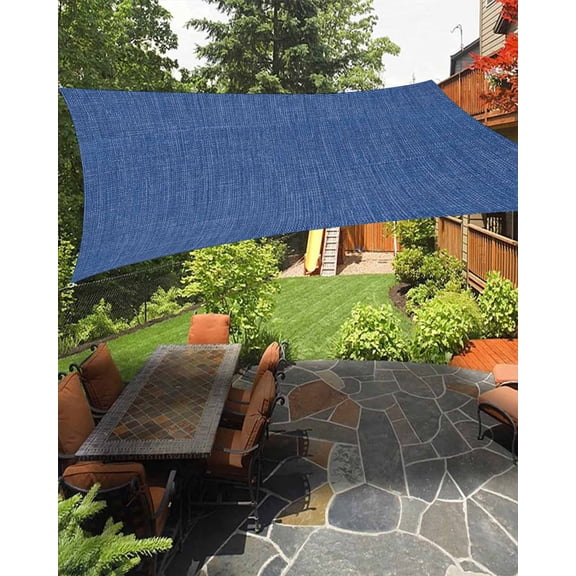 Outdoor Sun Shade Sail 12'x16', Navy Blue Patio Beach Shade Canopy Cloth Waterproof, Vintage Country Monochrome Farmhouse TearResistant & UV Protection Sun Sail for Backyard Garden Deck
