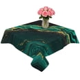 thumbnail image 2 of Green Marble Table Cloth Waterproof Tablecloths, Gold Abstract Vintage Modern Ombre Art Tablecloth Dining Table Cover for Kitchen Party Tabletop Outdoor, Square Tablecloth 60x60 Inch, 2 of 9
