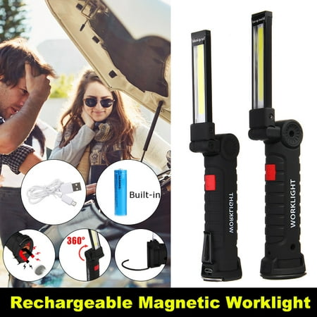 Led Work Light, Portable COB Led FlashlightFlood Light Torch with Magnetic Stand for Car Repairing, Workshop, Garage, Camping, Emergency