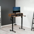 thumbnail image 3 of VIVO Rustic Vintage Brown/Black 2 Tier Electric 48" x 24" Mobile Sit Stand Desk, 3 of 9