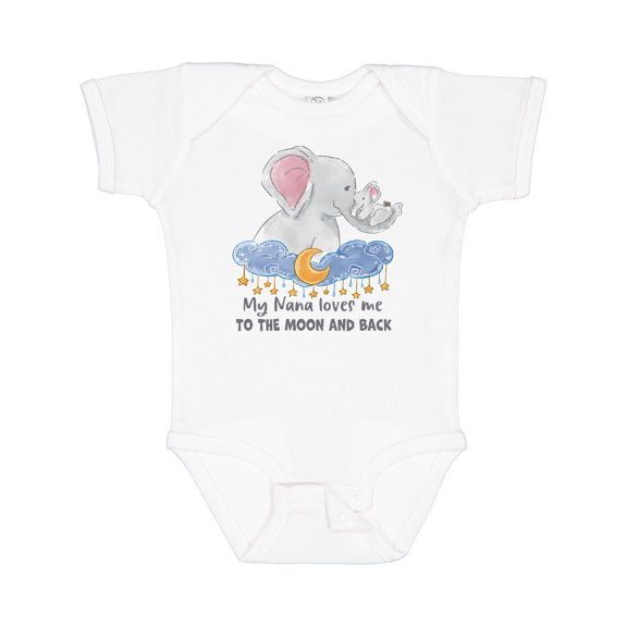 Inktastic My Nana Loves Me to the Moon and Back Elephant Family Boys or Girls Baby Bodysuit