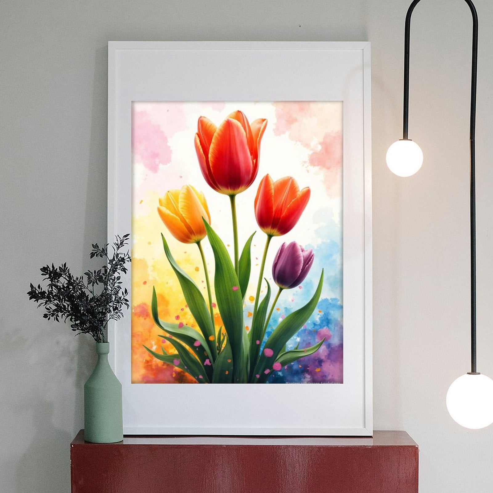 Diamond Art Kit for Adults, Colorful Tulip Bouquet Art Print Diamond Painting for Adults Beginners, 5D DIY Diamond Art Painting Kits, Colorful Diamond Painting Craft for Home Decor 12x16
