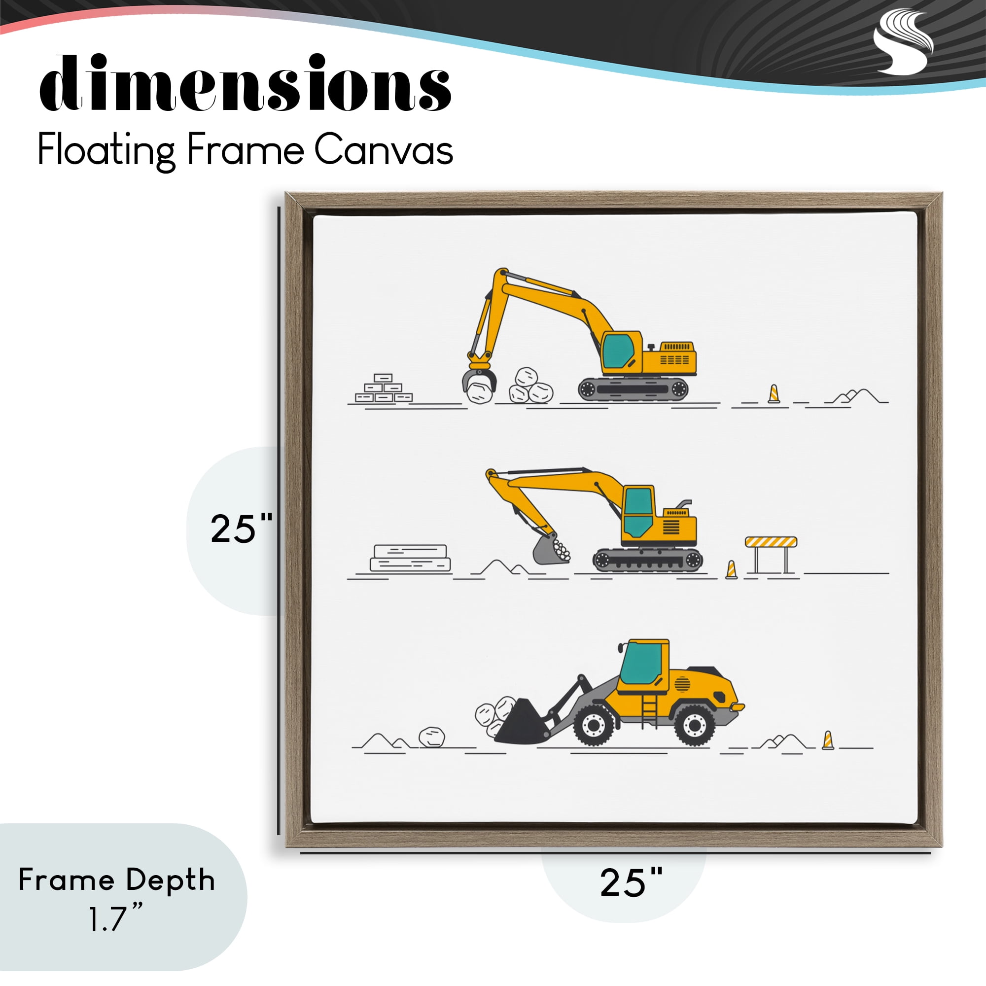 Stupell Industries Construction Digs Machine Brown Framed Floater Canvas Wall Art, design by Creative Studio