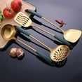 thumbnail image 3 of Stainless steel kitchenware set household cooking spatula colander frying spatula green gold, 3 of 5