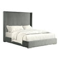 thumbnail image 2 of Furniture of America Cafein King Extra Tall Headboard Tufted Fabric Wingback Platform Bed, Gray, 2 of 6