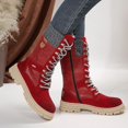 thumbnail image 2 of B91xZ Bottines de Combat Mi-Mollet pour Femmes, Rouge 9, 2 of 5