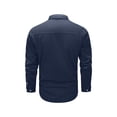 thumbnail image 4 of WTOBBY Men's Utility Shirt Long Sleeve Double Pocket Casual Cardigan Style Button Front Workwear Slim Fit Stretch Comfort Daily Wear Top,Dark Blue S, 4 of 4
