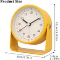 thumbnail image 7 of 3" Analog Alarm Clock - Silent Non Ticking Small Clock, Rotatable Stand Metal Desk Clock, Simple Design for Living Room Decor/Bedroom/Bedside/Shelf (Yellow), 7 of 7