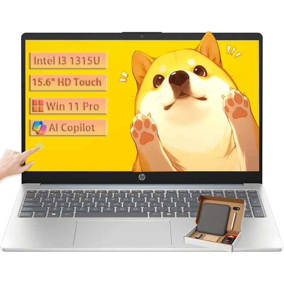 HP 15.6 Touchscreen Laptop Computer for Business & Student - 16GB RAM, 512GB SSD, Intel 13th Gen i3 1315U, AI Copilot, Fast Charge, HD Camera, Win 11 Pro, Accessories