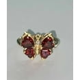 thumbnail image 2 of TAAPSEE JEWELS 14k Yellow Gold Plated Women's Cocktail Butterfly Ring Heart Lab Created Red Garnet, 2 of 4