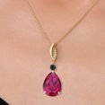 thumbnail image 3 of 925 Silver and 10K Yellow Gold Red Created Ruby and Black Onyx and Lab Grown Diamond Pendant Necklace for Women | 13.34 Cttw | Gemstone July Birthstone | Pear Shape 18X13MM | With 18 inch Chain, 3 of 6