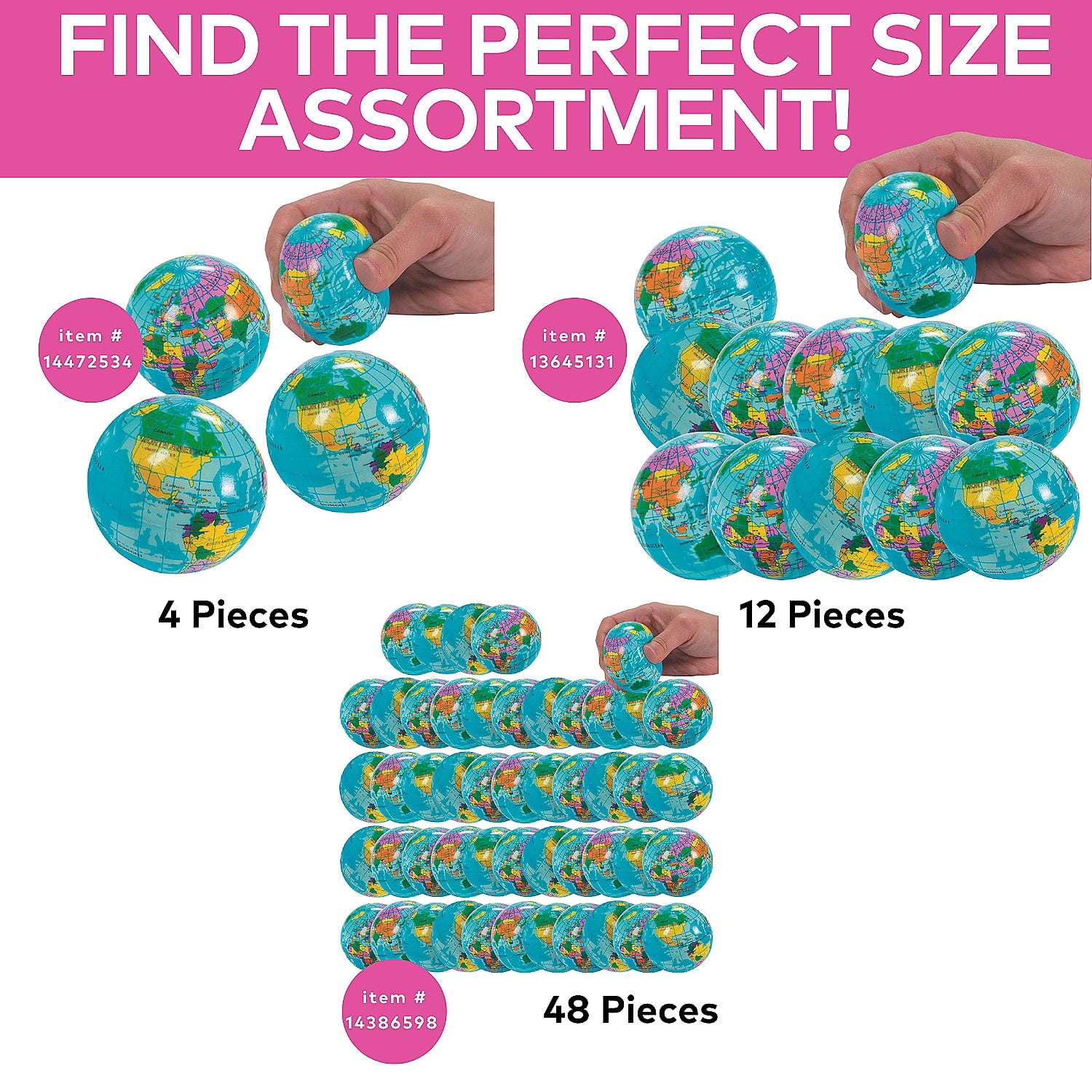 Fun Express Globe Stress Balls Bulk 48 Pc