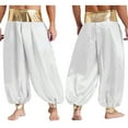 thumbnail image 6 of Haitryli Mens Arab Prince Costume Halloween Harem Pants Loose Bloomers Trousers Belly Dance Pants White 4XL, 6 of 7