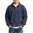 thumbnail image 3 of PureCasa Children's Sweatshirts 3-14 Years Waffle Knit Long Sleeve Sweatshirts Sports Button Collared Casual Pullover Outdoor Winter Tops, 3 of 10