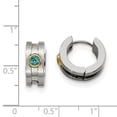 thumbnail image 3 of Stainless Steel Yellow Plated Blue Cubic Zirconia Cz Hinged Hoop Earrings, 3 of 7