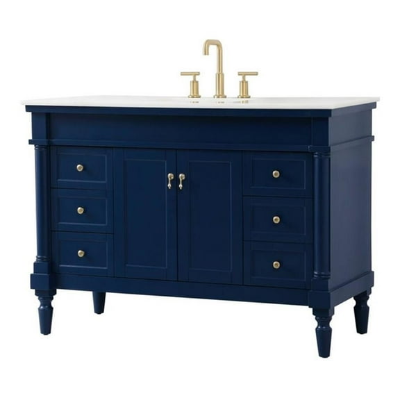Elegant Decor Lexington 48" Solid Wood Single Bathroom Vanity in Blue