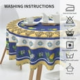thumbnail image 6 of Yellow and Blue Tablecloth Round 60 Inch Spring Summer Lemon Table Cloth Washable Farmhouse Navy Blue Table Cover for Kitchen Dinner Room Holiday Picnic Party Camping Indoor Outdoor Decor, 6 of 6