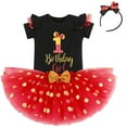 thumbnail image 4 of IBTOM CASTLE Toddler Girls 1st 2nd 3rd Birthday Outfit Princess Polka Dots Ruffle Tutu Skirt Mouse Headband Cake Smash Party Clothes Set 1 Year Black + Red, 4 of 8