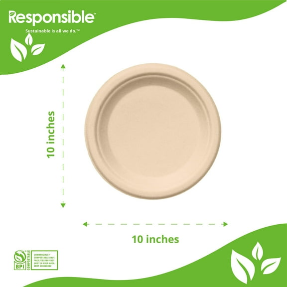 10 Inch Round Plates | Tree-Less™ Compostable Molded Fiber