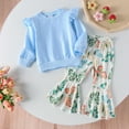 thumbnail image 2 of Toddler Baby Girl Clothes Smocked Girls Long Sleeve Tops Shirt Floral Print Bell Bottoms Pants Outfits Cute Girls Outfits Clothing for 3-4 Years, 2 of 6