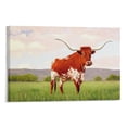 thumbnail image 2 of YarnArtistry Texas Decor Longhorn Cow Pictures Wall Decor Country Farmhouse Landscape Picture Living Room Bedroom Office Kitchen Wall Decor Framed Canvas Artwork, 2 of 6