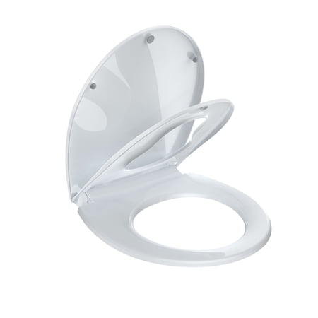 Round Soft Close Toilet Seat with Toddler Training Seat - Non-Slip, Easy Install, Secure Locking, Mother-and-Child Cover, Copper Lock Fixing Bolt - Fits Adults & Children