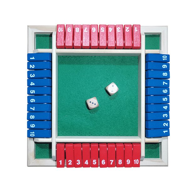 Wooden four-sided digital flip card interactive game red and blue drinking game 0.4kg (white box)