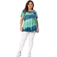 thumbnail image 3 of DARING DIVA Women's Plus Pleated Front Casual Blouse 2X Blue Green, 3 of 6