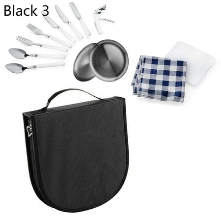 

Xinwanna 1Pc/1 Set Portable Picnic Set Rust-Proof Plastic Picnic Utensil Knife Bag Set for Camping (Black set 3)