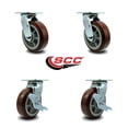 thumbnail image 2 of 6 Inch Polyurethane Swivel Caster Set with Roller Bearings 2 Brakes SCC, 2 of 2