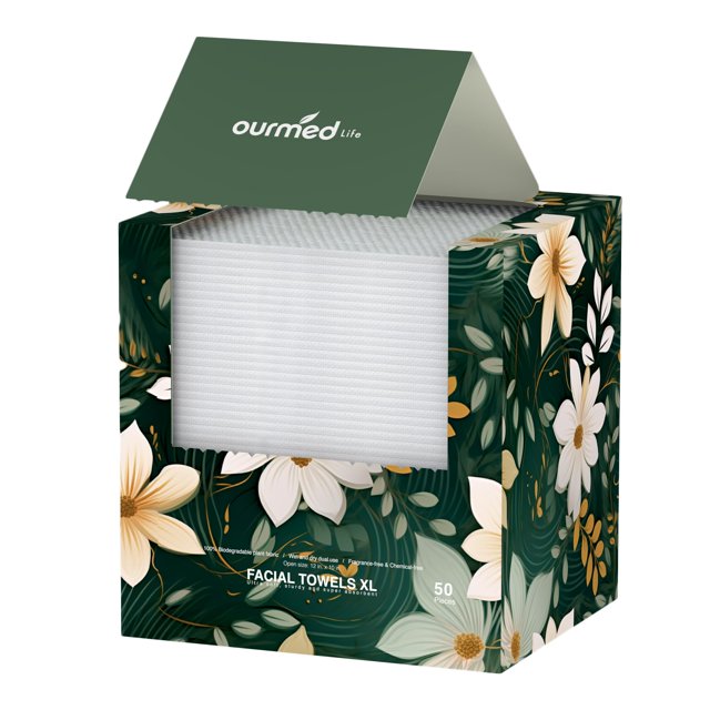 Toallas faciales desechables Ourmed Life Skincare, 50 unidades